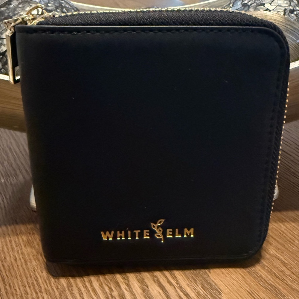 NWT -  White Elm Black Zip-Around Leather Wallet